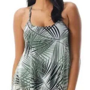 Coco Reef Endless Summer Palm Mesh Layer Underwire Tankini Top Swimsuit Size 36C